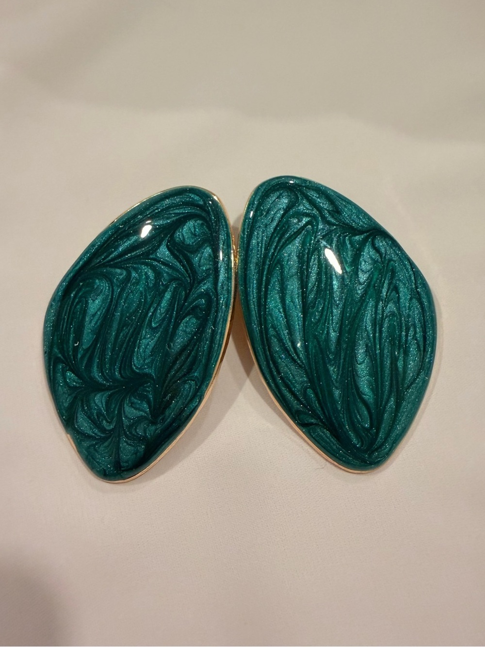 Teal Marble Statement Earrings - Women Jewelry - Picture 5 of 5